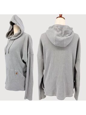 Carhartt Light Gray Waffle Hooded Pullover Small